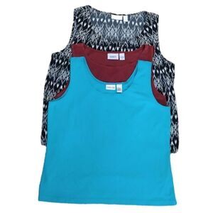 Chico's Women's Size 3 Set of Three Tank Tops, Blue, Red, Black/White